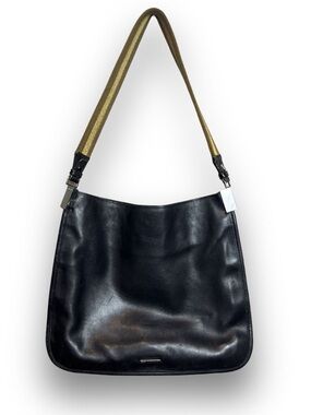 Gucci Amalfi Black Leather Hobo Shoulder Bag Web Strap Vintage